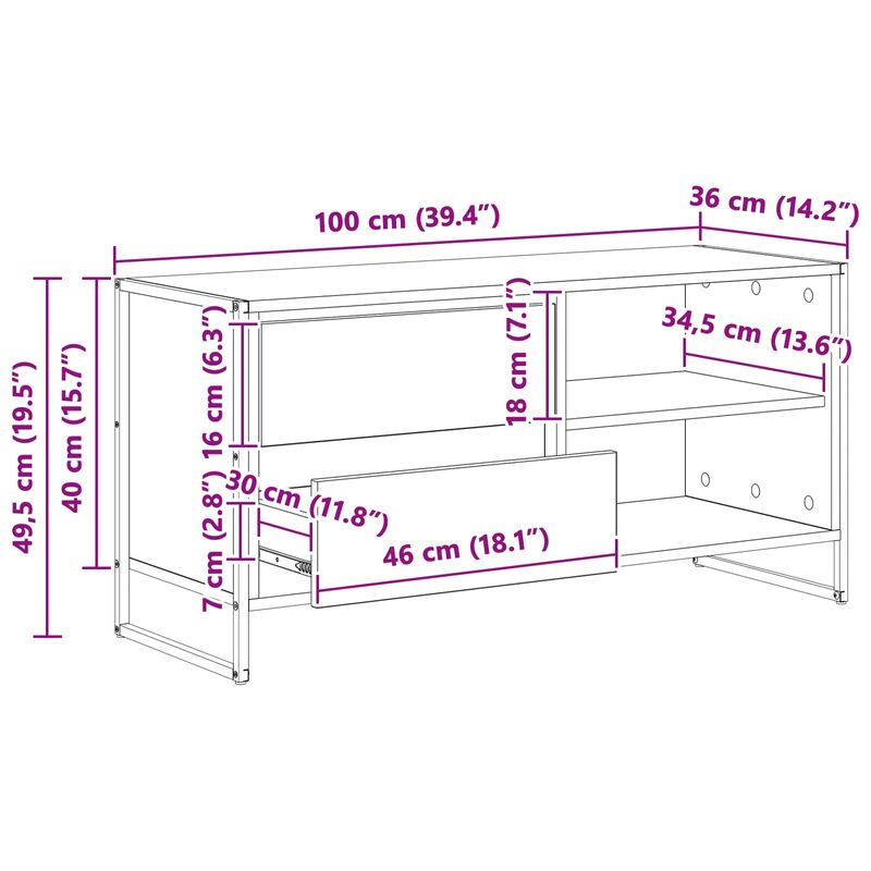 Casa si Gradina - Mobilier - Comode si corpuri - Comode - Cabinet TV Gri Sonoma 100 x 36 x 49,5 cm Lemn compozit - Infinity.ro