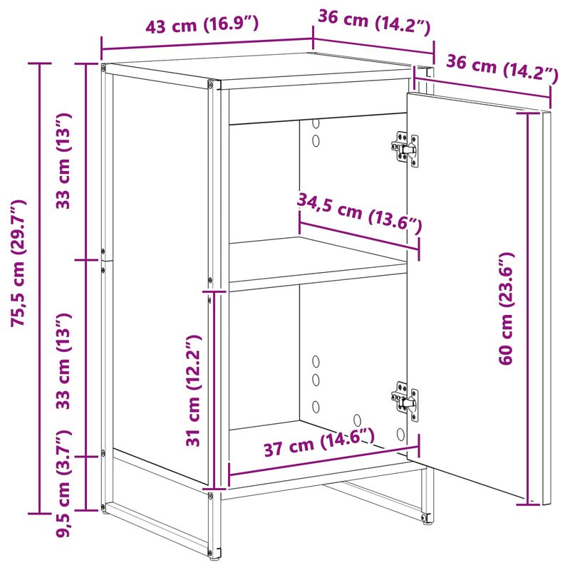 Casa si Gradina - Mobilier - Comode si corpuri - Comode - Bufet Lemn Vechi 43 x 36 x 75,5 cm Lemn compozit - Infinity.ro