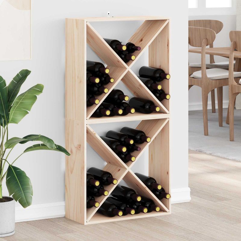 Casa si Gradina - Mobilier - Biblioteci si rafturi - Rafturi - Raft pentru vin 2 pcs natural 62 x 25 x 62 cm Lemn de pin masiv - Infinity.ro