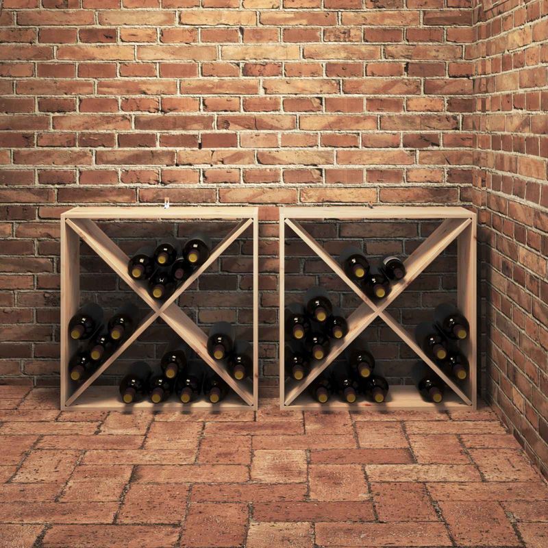 Casa si Gradina - Mobilier - Biblioteci si rafturi - Rafturi - Raft pentru vin 2 pcs natural 62 x 25 x 62 cm Lemn de pin masiv - Infinity.ro