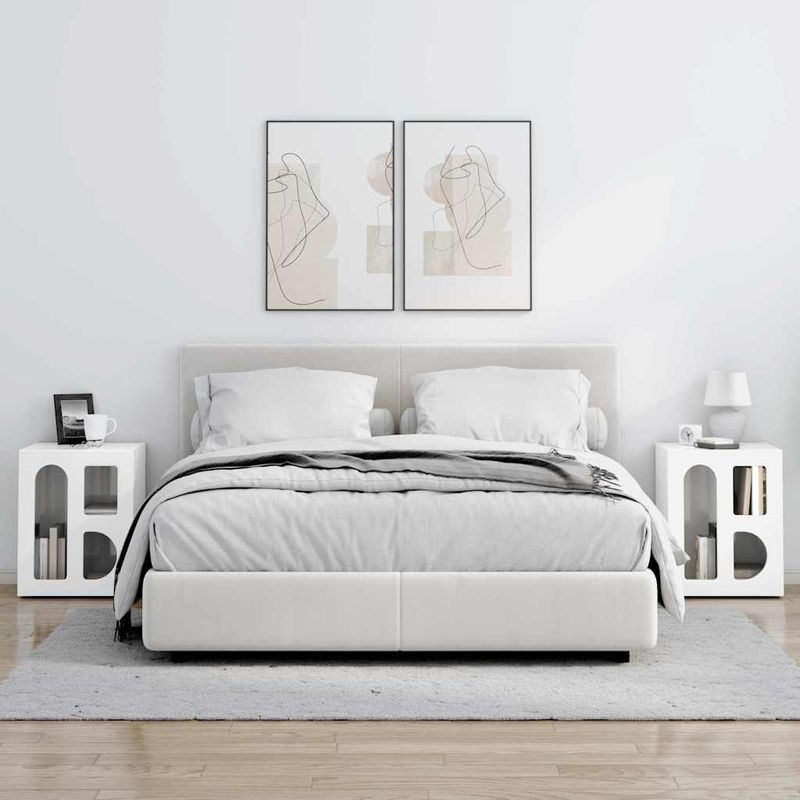 Casa si Gradina - Mobilier - Comode si corpuri - Noptiere - Noptiera 2 pcs Alb lucios 40 x 35 x 50 cm Lemn compozit - Infinity.ro