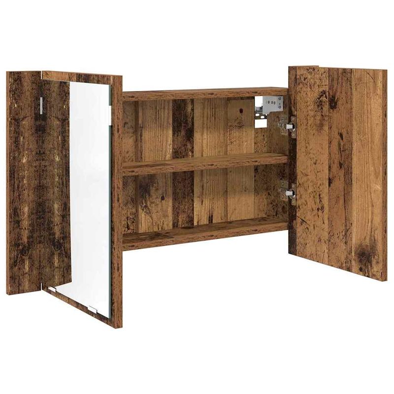 Casa si Gradina - Mobilier - Mobilier baie - Corpuri baie - Dulap cu oglinda pentru baie cu raft Lemn Vechi 80 x 12 x 45 cm - Infinity.ro