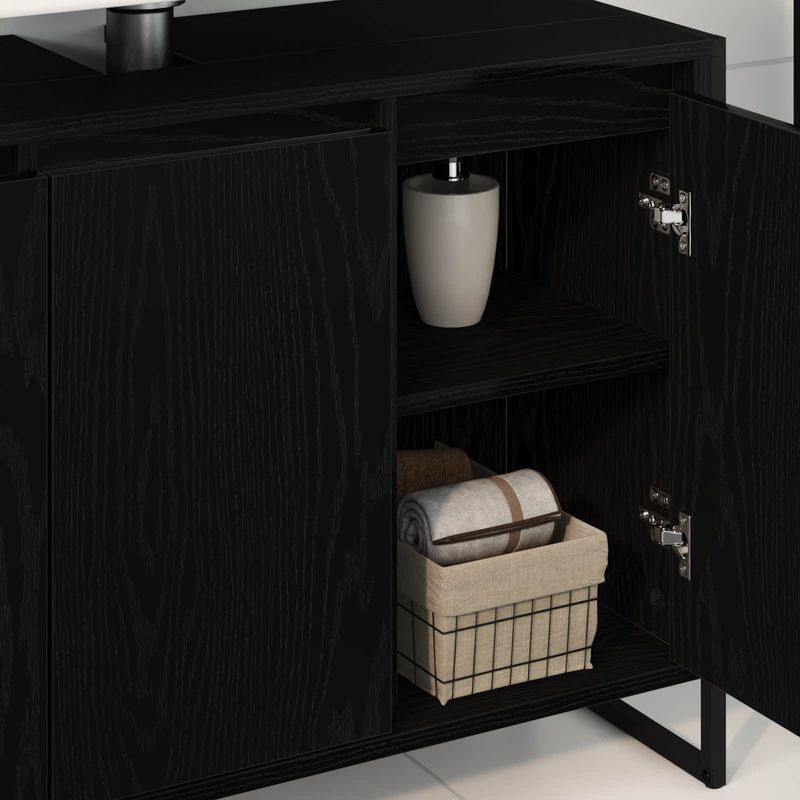 Casa si Gradina - Mobilier - Mobilier baie - Corpuri baie - Dulap de Baie cu usa Stejar Negru 90 x 30 x 60 cm Lemn compozit - Infinity.ro