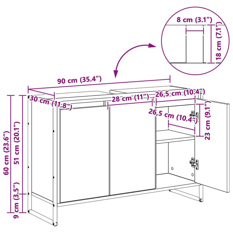 Casa si Gradina - Mobilier - Mobilier baie - Corpuri baie - Dulap de Baie cu usa Stejar Negru 90 x 30 x 60 cm Lemn compozit - Infinity.ro