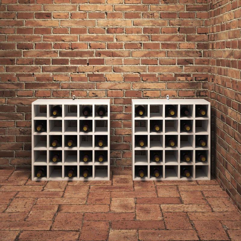 Casa si Gradina - Mobilier - Biblioteci si rafturi - Rafturi - Raft pentru vin 2 pcs Alb 56 x 25 x 56 cm Lemn de pin masiv - Infinity.ro