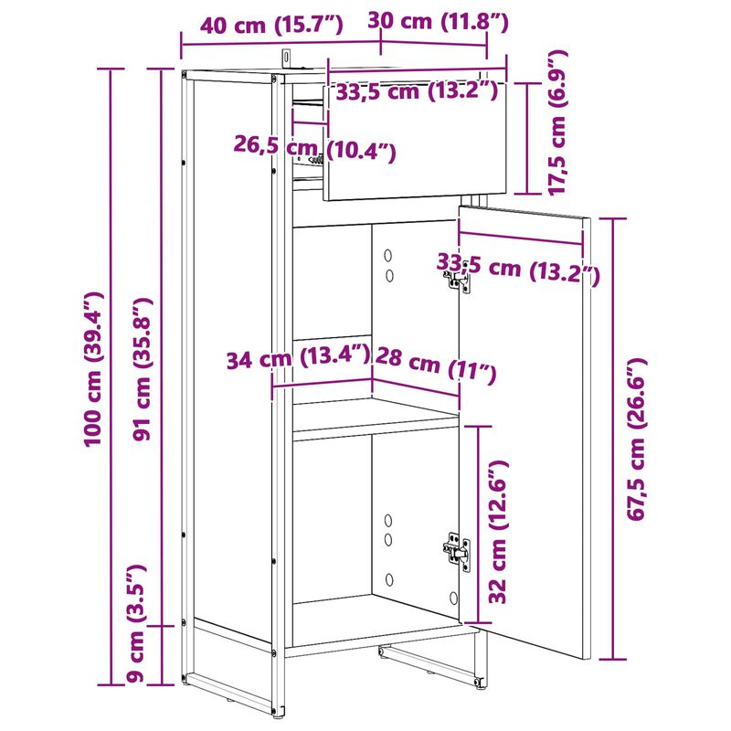 Casa si Gradina - Mobilier - Mobilier baie - Corpuri baie - Dulap de Baie Stejar Negru 40 x 30 x 100 cm Lemn compozit - Infinity.ro