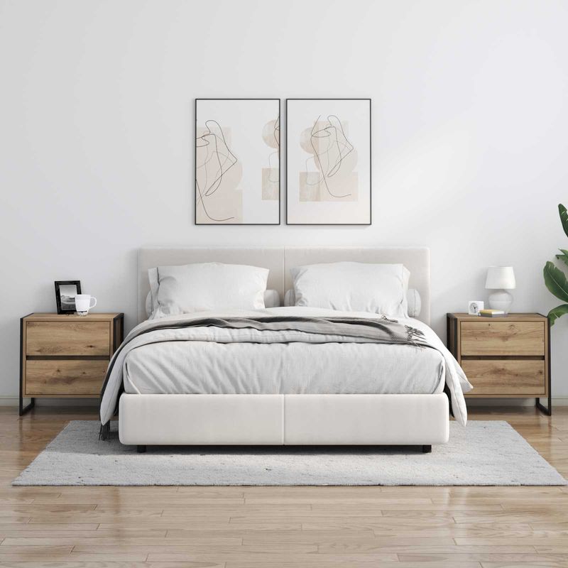 Casa si Gradina - Mobilier - Comode si corpuri - Noptiere - Noptiera 2 pcs Stejar artizanal 50 x 39.5 x 50 cm Lemn compozit - Infinity.ro