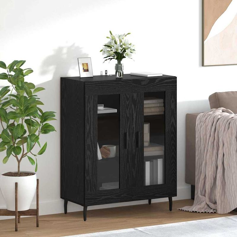 Casa si Gradina - Mobilier - Comode si corpuri - Comode - Bufet Stejar Negru 69,5 x 34 x 90 cm Lemn compozit - Infinity.ro