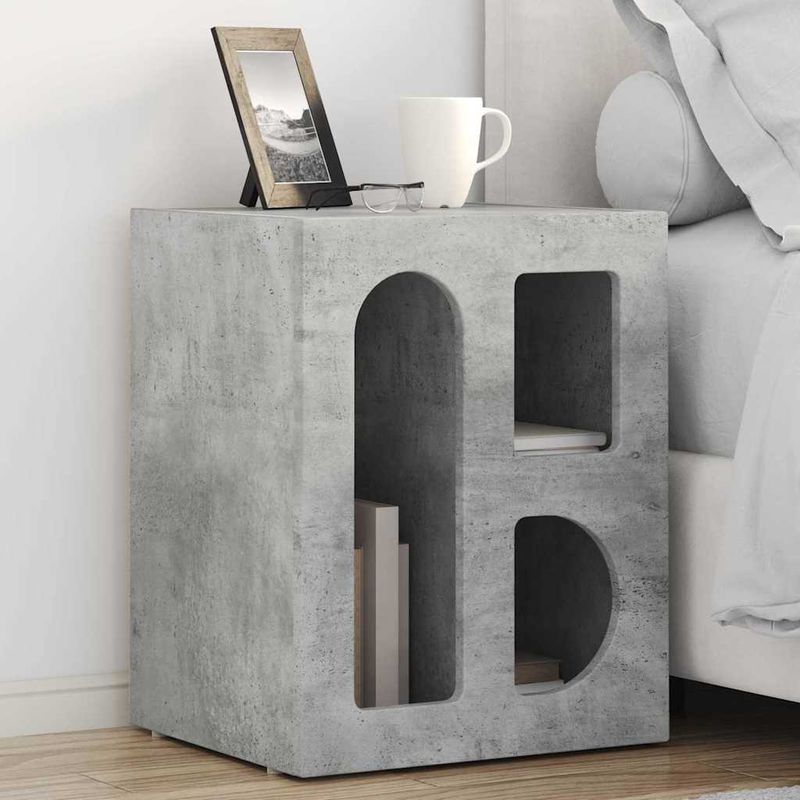 Casa si Gradina - Mobilier - Comode si corpuri - Noptiere - Noptiera 2 pcs Gri din beton 40 x 35 x 50 cm Lemn compozit - Infinity.ro