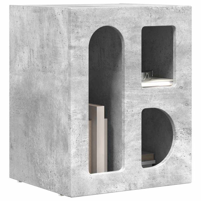 Casa si Gradina - Mobilier - Comode si corpuri - Noptiere - Noptiera 2 pcs Gri din beton 40 x 35 x 50 cm Lemn compozit - Infinity.ro