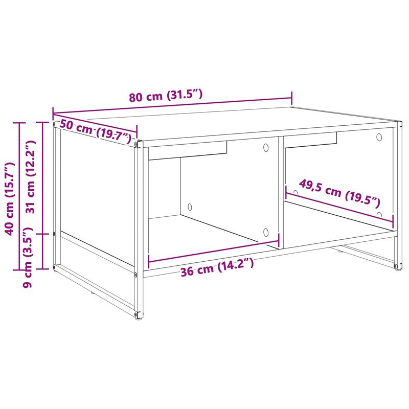 Casa si Gradina - Mobilier - Mese si birouri - Masute de cafea - Masa de cafea Sonoma 80 x 50 x 40 cm Lemn compozit - Infinity.ro
