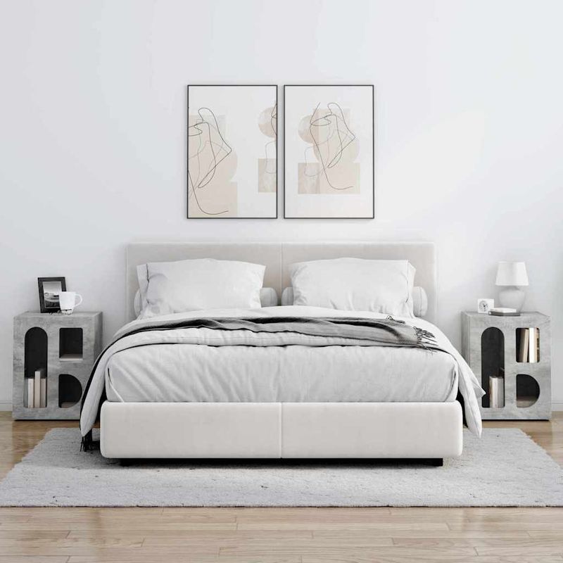 Casa si Gradina - Mobilier - Comode si corpuri - Noptiere - Noptiera 2 pcs Gri din beton 40 x 35 x 50 cm Lemn compozit - Infinity.ro