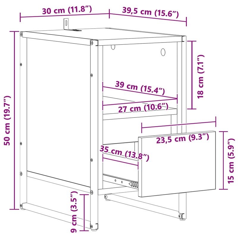 Casa si Gradina - Mobilier - Comode si corpuri - Noptiere - Noptiera cu sertar Gri Sonoma 39,5 x 30 x 50 cm Lemn compozit - Infinity.ro