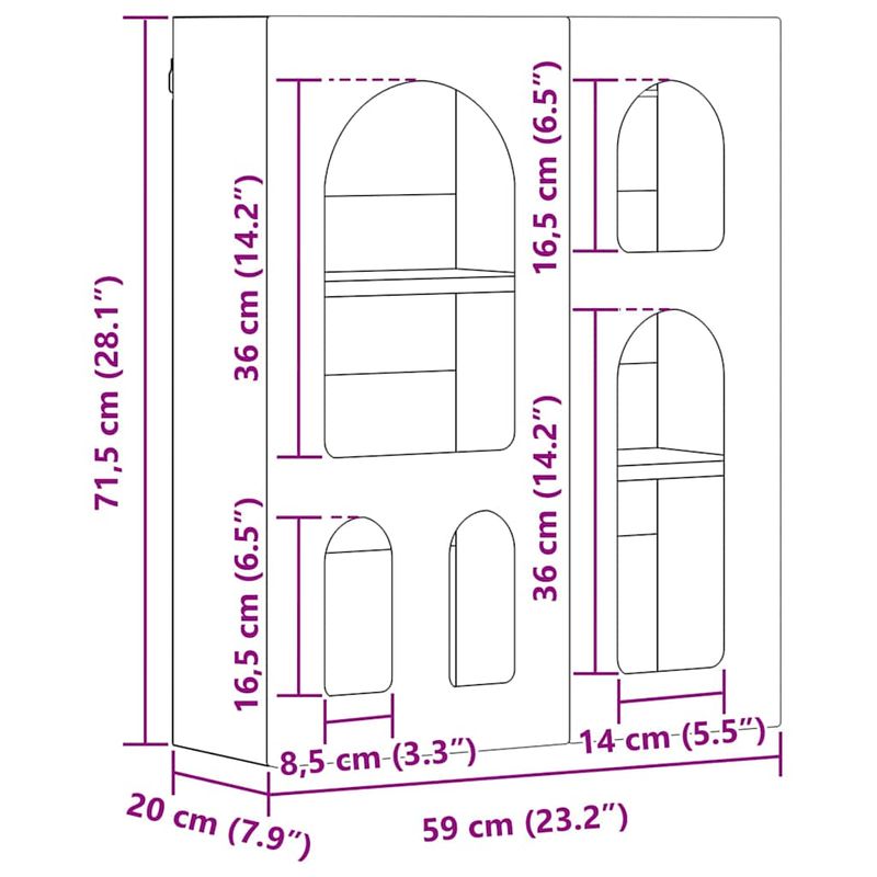 Casa si Gradina - Mobilier - Dulapuri si sifoniere - Dulapuri - Dulap suspendat Stejar Sonoma 59 x 20 x 71.5 cm Lemn compozit - Infinity.ro