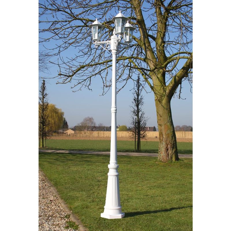 Casa si Gradina - Corpuri si surse de iluminat - Iluminat exterior - Felinare - Felinar de gradina Kingston cu 3 brate 215 cm Alb - Infinity.ro