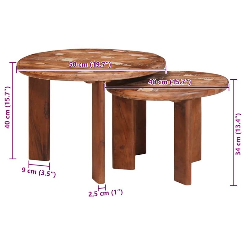 Casa si Gradina - Mobilier - Mese si birouri - Masute de cafea - Mese de Cafea Nesting 2 pcs Multicolour Lemn recuperat solid - Infinity.ro