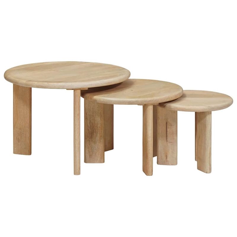 Casa si Gradina - Mobilier - Mese si birouri - Masute de cafea - Mese de Cafea Nesting 3 pcs Negru Lemn de mango solid - Infinity.ro