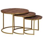 Casa si Gradina - Mobilier - Mese si birouri - Masute de cafea - Mese de Cafea Nesting 3 pcs Lemn masiv de mango si otel - Infinity.ro
