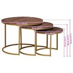 Casa si Gradina - Mobilier - Mese si birouri - Masute de cafea - Mese de Cafea Nesting 3 pcs Lemn masiv de mango si otel - Infinity.ro