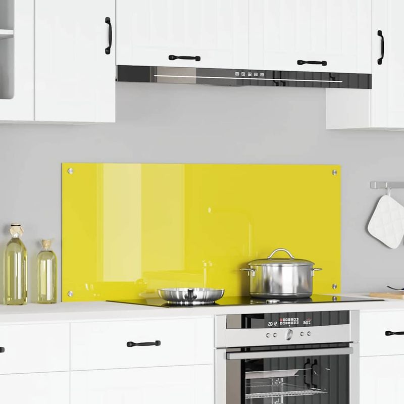 Casa si Gradina - Mobilier - Comode si corpuri - Corpuri bucatarie - Spate de bucatarie Galben 120 x 50 x 0,6 cm sticla securizata - Infinity.ro