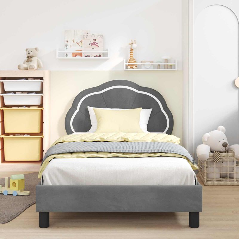 Casa si Gradina - Mobilier - Paturi si accesorii - Paturi - Cadru de pat pentru copii cu spatar Gri inchis 80 x 200 cm - Infinity.ro