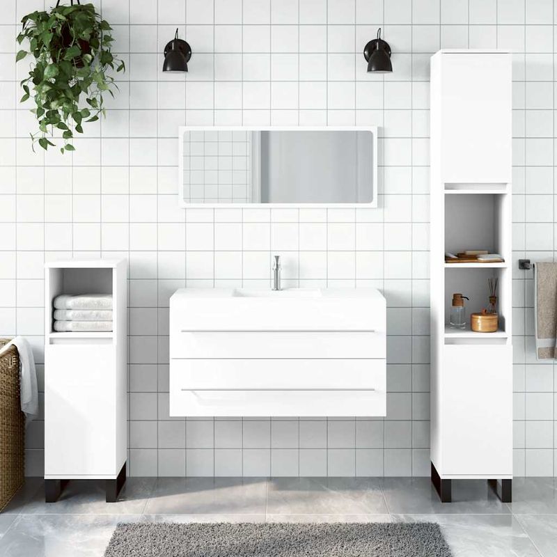 Casa si Gradina - Mobilier - Mobilier baie - Comode baie - Dulap de baie cu oglinda, alb, lemn prelucrat - Infinity.ro