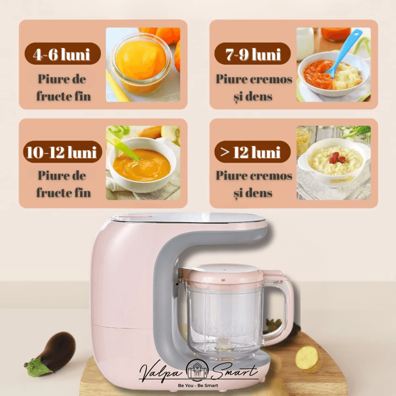 Electronice si Electrocasnice - Electrocasnice bucatarie - Aparate de gatit & desert - Aparate de gatit cu aburi - Aparat de gatit cu aburi si blender, ValpaSmart, Panou Tactil, Capacitate 300ml, Material Tritan fara BPA - Infinity.ro