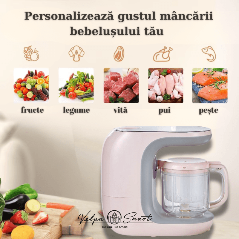 Electronice si Electrocasnice - Electrocasnice bucatarie - Aparate de gatit & desert - Aparate de gatit cu aburi - Aparat de gatit cu aburi si blender, ValpaSmart, Panou Tactil, Capacitate 300ml, Material Tritan fara BPA - Infinity.ro