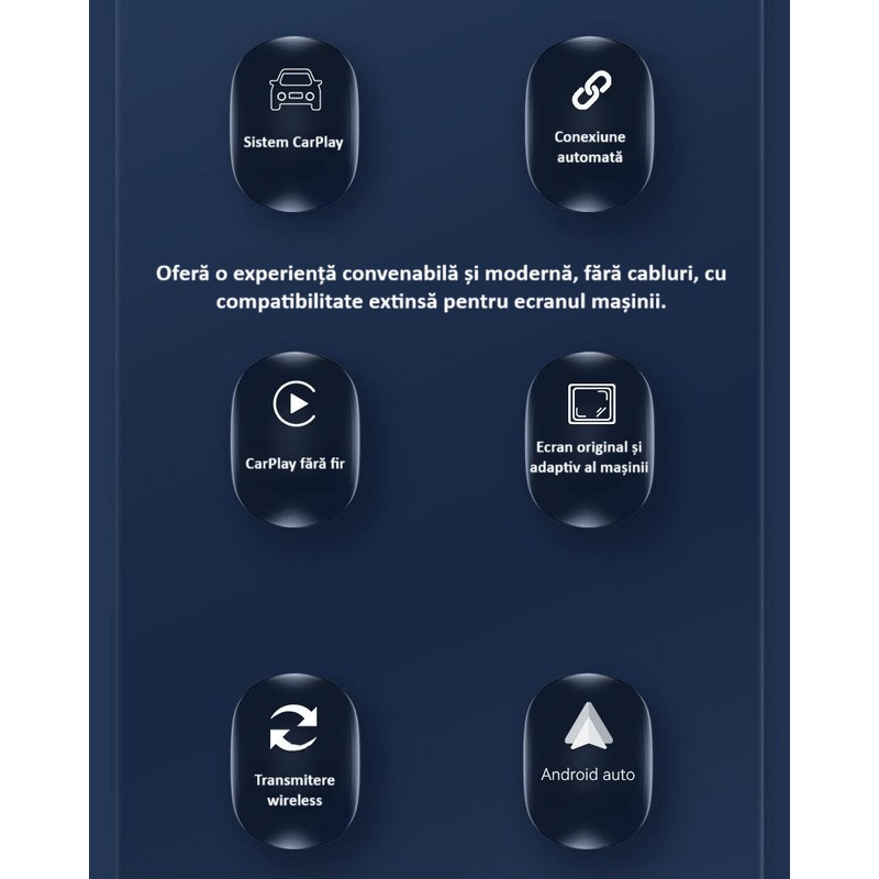 Auto si Moto - Electronice auto - Multimedia auto - Adaptor wireless CarPlay & Android Auto 2-in-1 ZYTEQ®️ Q1M, iOS 10+/Android 11+, WiFi 5GHz, Plug-and-Play, negru - Infinity.ro