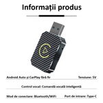 Auto si Moto - Electronice auto - Multimedia auto - Adaptor wireless CarPlay & Android Auto 2-in-1 ZYTEQ®️ Q1M, iOS 10+/Android 11+, WiFi 5GHz, Plug-and-Play, negru - Infinity.ro