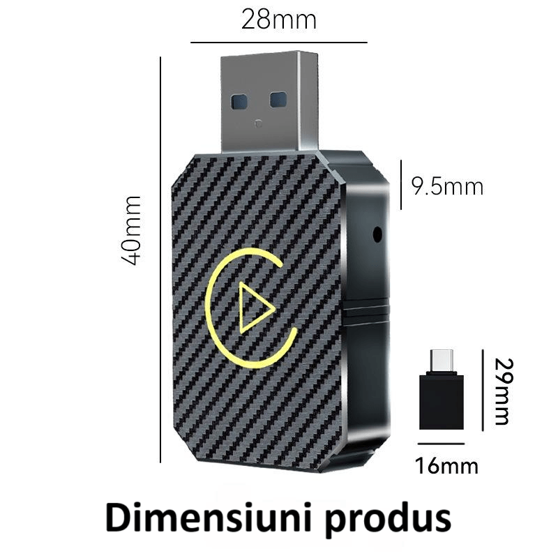 Auto si Moto - Electronice auto - Multimedia auto - Adaptor wireless CarPlay & Android Auto 2-in-1 ZYTEQ®️ Q1M, iOS 10+/Android 11+, WiFi 5GHz, Plug-and-Play, negru - Infinity.ro