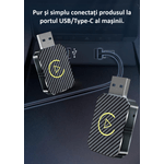 Auto si Moto - Electronice auto - Multimedia auto - Adaptor wireless CarPlay & Android Auto 2-in-1 ZYTEQ®️ Q1M, iOS 10+/Android 11+, WiFi 5GHz, Plug-and-Play, negru - Infinity.ro