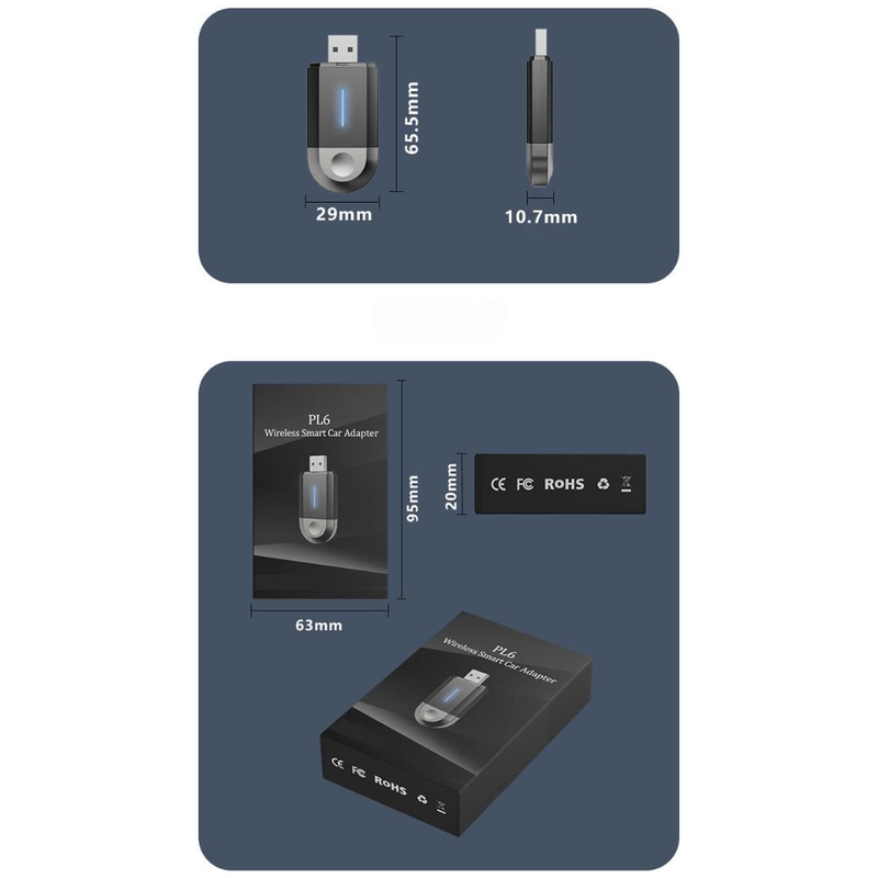 Auto si Moto - Electronice auto - Multimedia auto - Adaptor wireless CarPlay & Android Auto 2-in-1 ZYTEQ®️ PL6, iOS 10+/Android 11+, WiFi 5GHz, Plug-and-Play, negru - Infinity.ro