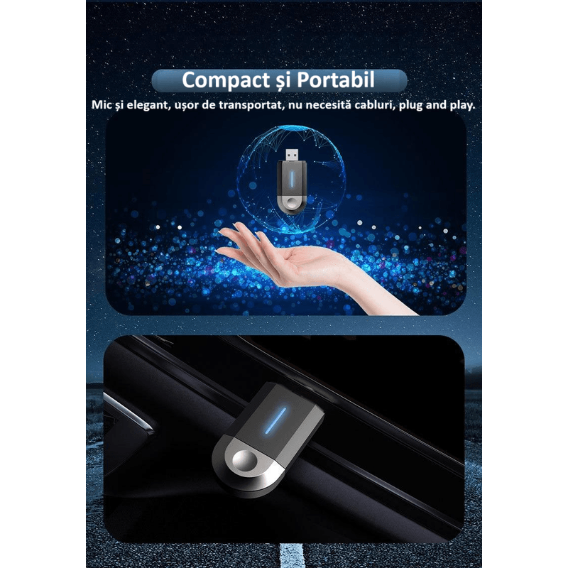 Auto si Moto - Electronice auto - Multimedia auto - Adaptor wireless CarPlay & Android Auto 2-in-1 ZYTEQ®️ PL6, iOS 10+/Android 11+, WiFi 5GHz, Plug-and-Play, negru - Infinity.ro