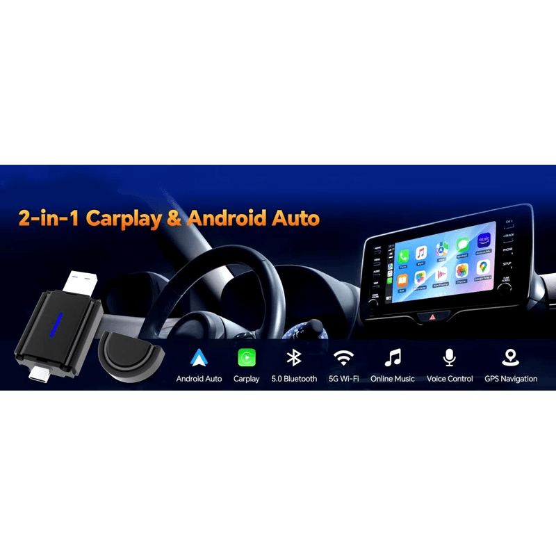 Auto si Moto - Electronice auto - Multimedia auto - Adaptor wireless CarPlay & Android Auto 2-in-1 ZYTEQ®️ PL6, iOS 10+/Android 11+, WiFi 5GHz, Plug-and-Play, negru - Infinity.ro