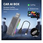 Auto si Moto - Electronice auto - Multimedia auto - Adaptor wireless CarPlay & Android Auto 2-in-1 ZYTEQ®️ A3714, iOS 10+/Android 11+, WiFi 5GHz, Plug-and-Play, gri - Infinity.ro