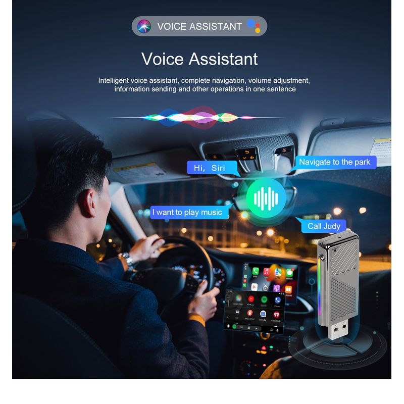 Auto si Moto - Electronice auto - Multimedia auto - Adaptor wireless CarPlay & Android Auto 2-in-1 ZYTEQ®️ A3714, iOS 10+/Android 11+, WiFi 5GHz, Plug-and-Play, gri - Infinity.ro