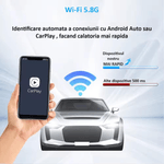 Auto si Moto - Electronice auto - Multimedia auto - Adaptor wireless CarPlay & Android Auto 2-in-1 ZYTEQ®️ TY609, iOS 10+/Android 11+, WiFi 5GHz, Plug-and-Play, negru - Infinity.ro