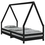 Casa si Gradina - Mobilier - Mobilier copii - Patuturi copii - Cadru de pat pentru copii, negru, 80x200 cm, lemn masiv de pin - Infinity.ro