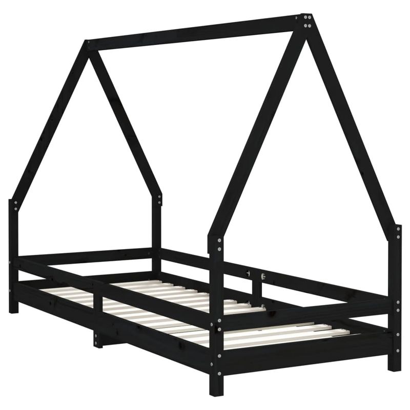 Casa si Gradina - Mobilier - Mobilier copii - Patuturi copii - Cadru de pat pentru copii, negru, 80x200 cm, lemn masiv de pin - Infinity.ro