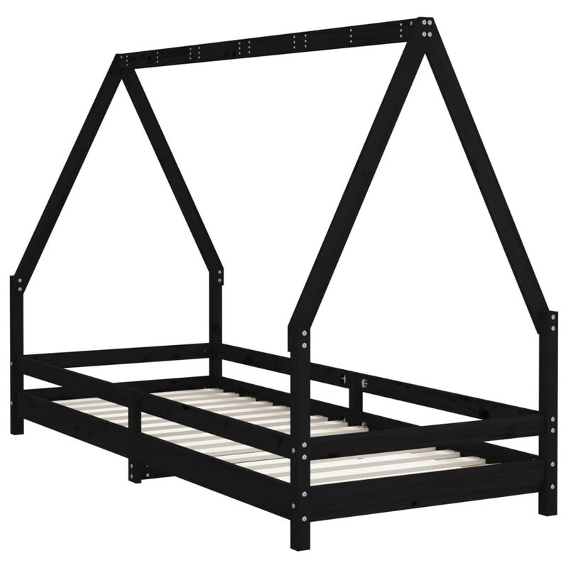 Casa si Gradina - Mobilier - Mobilier copii - Patuturi copii - Cadru de pat pentru copii, negru, 80x200 cm, lemn masiv de pin - Infinity.ro