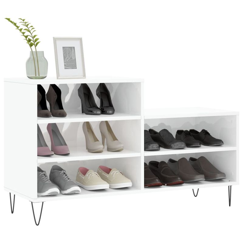 Casa si Gradina - Mobilier - Organizare si depozitare - Organizator incaltaminte - Pantofar, alb extralucios, 102x36x60 cm, lemn compozit - Infinity.ro