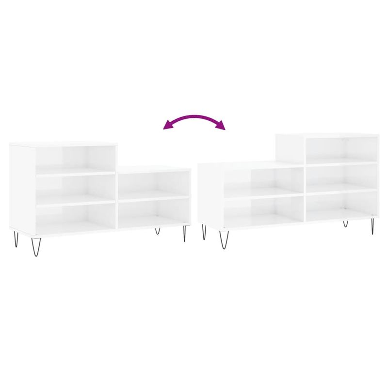 Casa si Gradina - Mobilier - Organizare si depozitare - Organizator incaltaminte - Pantofar, alb extralucios, 102x36x60 cm, lemn compozit - Infinity.ro