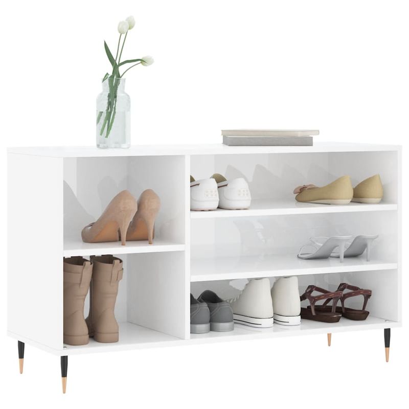 Casa si Gradina - Mobilier - Organizare si depozitare - Organizator incaltaminte - Pantofar, alb extralucios, 102x36x60 cm, lemn compozit - Infinity.ro