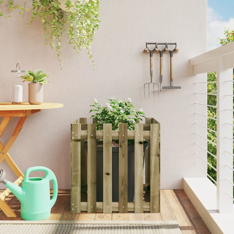 Casa si Gradina - Gradinarit si plante - Plante si ghivece - Ghivece si suporturi - Jardiniera gradina design gard, 60x60x60 cm, lemn pin impregnat - Infinity.ro