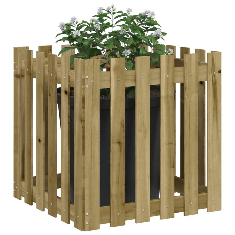 Casa si Gradina - Gradinarit si plante - Plante si ghivece - Ghivece si suporturi - Jardiniera gradina design gard, 60x60x60 cm, lemn pin impregnat - Infinity.ro