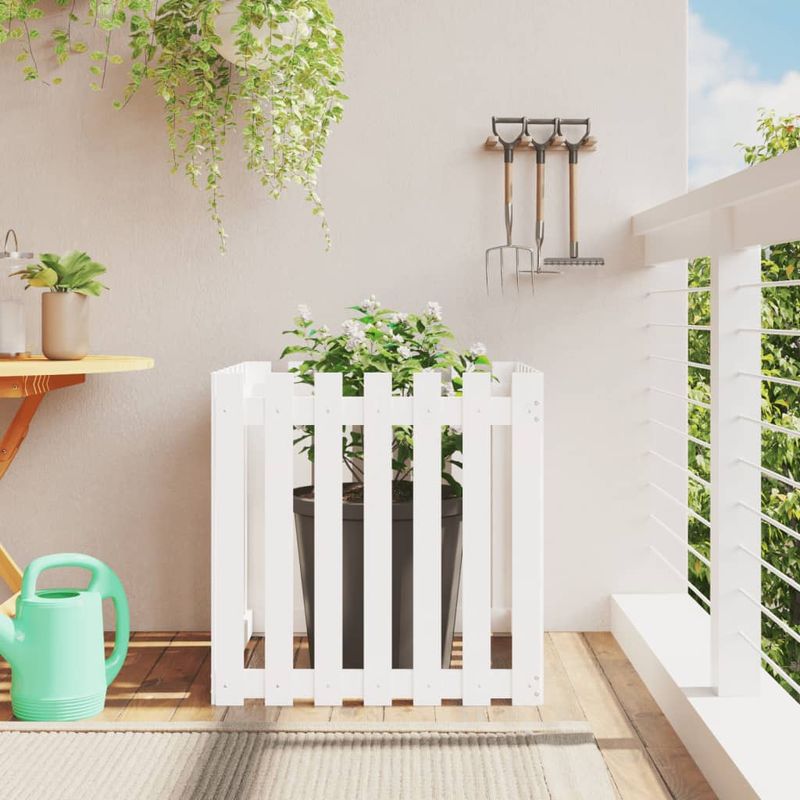 Casa si Gradina - Gradinarit si plante - Plante si ghivece - Ghivece si suporturi - Jardiniera gradina design gard, alb, 70x70x70 cm lemn masiv pin - Infinity.ro