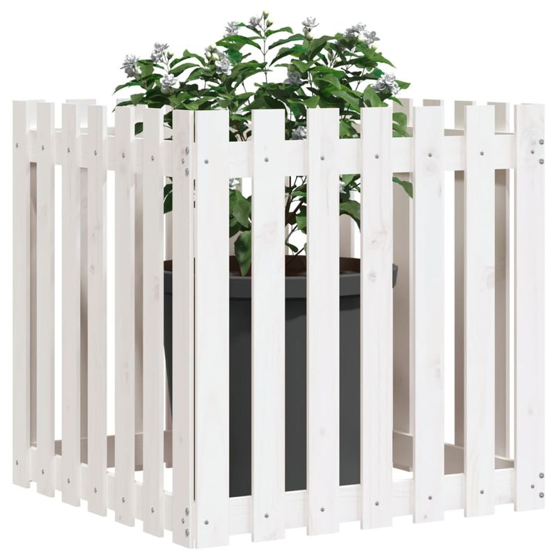 Casa si Gradina - Gradinarit si plante - Plante si ghivece - Ghivece si suporturi - Jardiniera gradina design gard, alb, 70x70x70 cm lemn masiv pin - Infinity.ro