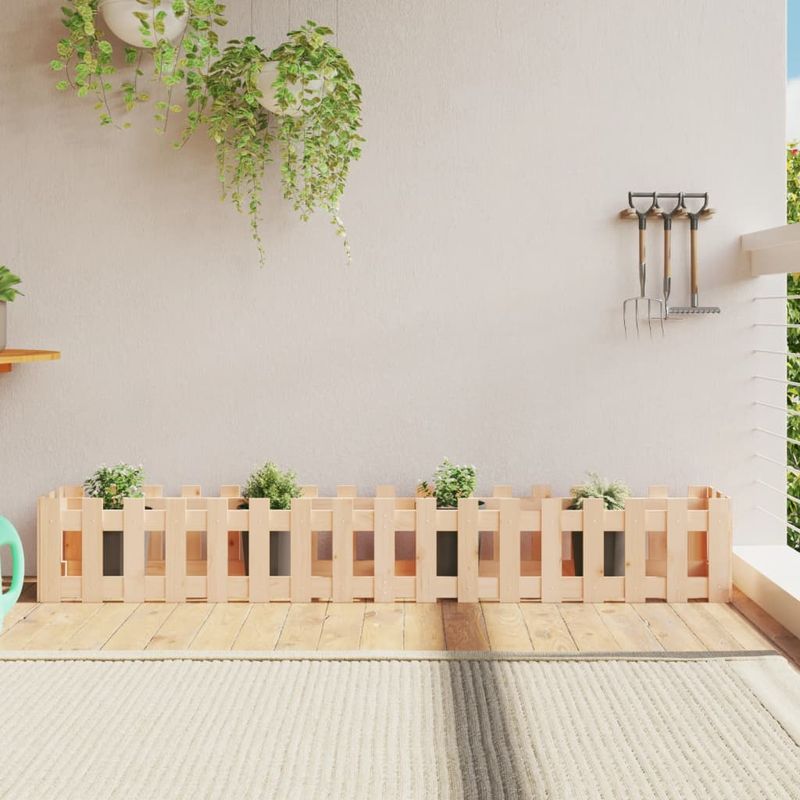 Casa si Gradina - Gradinarit si plante - Plante si ghivece - Ghivece si suporturi - Pat inaltat gradina design gard 200x30x30 cm lemn de pin tratat - Infinity.ro