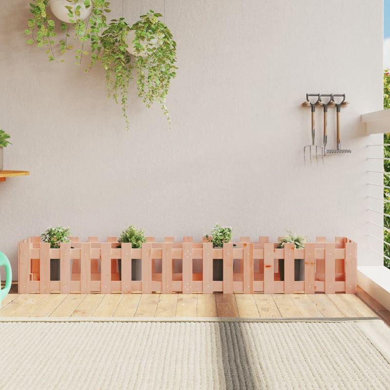 Casa si Gradina - Gradinarit si plante - Plante si ghivece - Ghivece si suporturi - Pat inaltat gradina cu design gard 200x30x30 cm lemn douglas - Infinity.ro